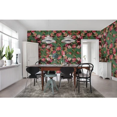Floral Frida varikas kukkatapetti ruokasaliin Rebel Wallsilta R15711 kuva