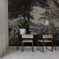 Mirage mystinen mustavalkoinen kaupunkitapetti tyohuoneeseen Rebel Wallsilta R15811