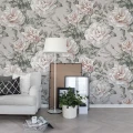 Nude Roses vaalea pastellinvarinen ruusutapetti olohuoneeseen Rebel Wallsilta R15851