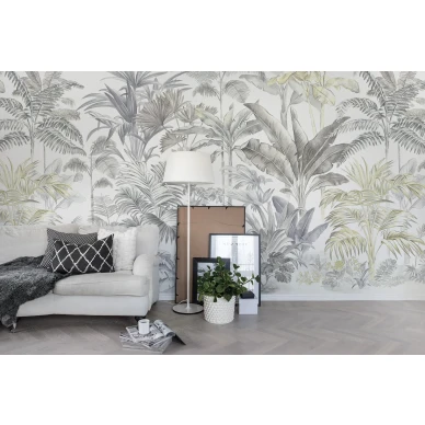 Pride Palms vaalea palmutapetti olohuoneeseen Rebel Wallsilta R15901 kuva