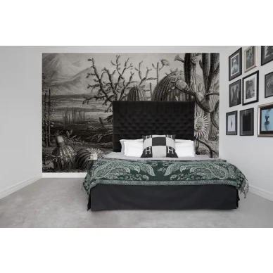 Cactus Garden mustavalkoinen kaktustapetti makuuhuoneeseen Rebel Wallsilta R15741 image