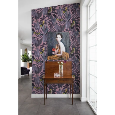 Yellow Bird liila lintutapetti eteiseen Rebel Wallsilta R15732 kuva