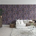 Yellow Bird liila lintutapetti olohuoneeseen Rebel Wallsilta R15732