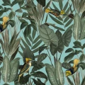 Yellow Bird turkoosi lintutapetti koko kuvio Rebel Wallsilta R15731