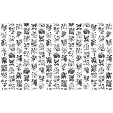 Fruit and Flora mustavalkoinen kukkatapetti levea kuvio Rebel Wallsilta R13171 kuva