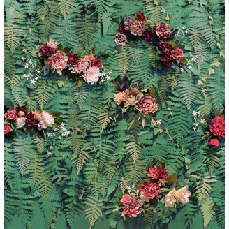 Unfading Flowers vihrea kukkatapetti Rebel Wallsilta R15801 kuva