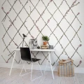 Winding Spring valkoinen ruudullinen kukkatapetti Rebel Wallsilta R13221
