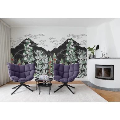 Eden musta ja varikas vuoritapetti olohuoneeseen Rebel Wallsilta R15722 kuva