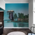 Cottage Island talvinen merimaisema valokuvatapetti eteiseen Rebel Wallsilta R16331