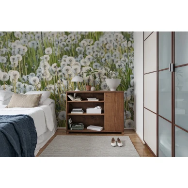 Dandelions voikukka valokuvatapetti makuuhuoneeseen Rebel Wallsilta R16351 kuva