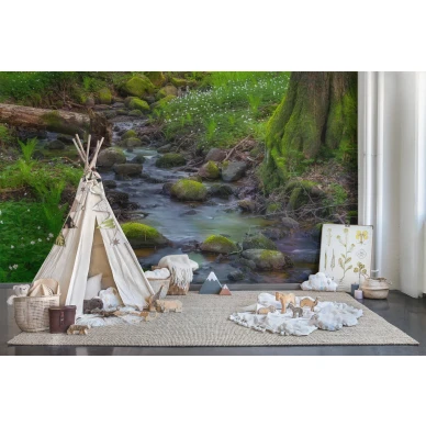 Stream elava metsavirta valokuvatapetti lastenhuoneeseen Rebel Wallsilta R16381 image