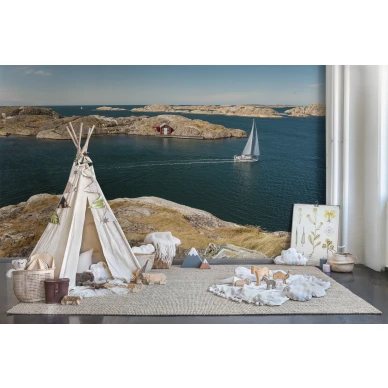 Coast Life saaristomaisema valokuvatapetti lastenhuoneeseen Rebel Wallsilta R16501 kuva