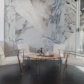 Big Diamond vaalea marmoritapetti ruokailuhuoneeseen Rebel Wallsilta R13426