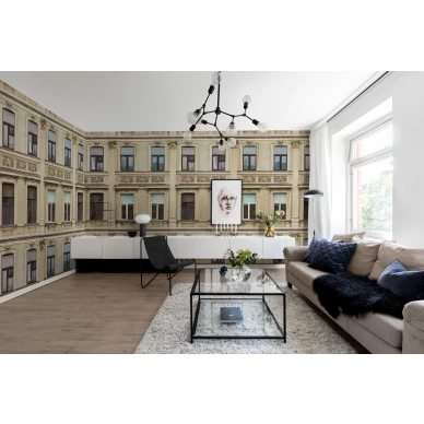 Rue Relief beige talotapetti olohuoneeseen Rebel Wallsilta R15931 image