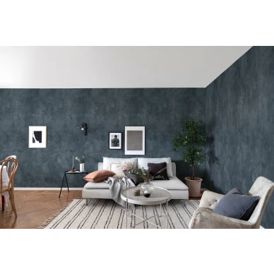 Fresco Wall sininen yksivarinen muraltapetti olohuoneeseen Rebel Wallsilta R15991 kuva