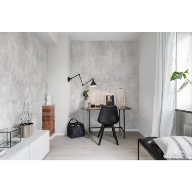 Fresco Wall ylellinen valkoinen yksivarinen muraltapetti tyohuoneeseen Rebel Wallsilta R15992 kuva