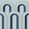 Arch Deco sininen graafinen muraltapetti Rebel Wallsilta R16102