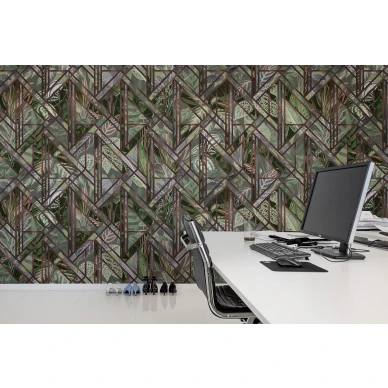 Chicago Club vihrea graafinen muraltapetti tyohuoneeseen Rebel Wallsilta R16130 image