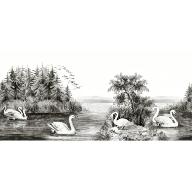 Swan Lake harmaa lintutapetti koko kuvio Rebel Wallsilta R16221 image