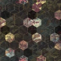 Vinum Hexagon geometrinen kukkakuvioinen muraltapetti Rebel Wallsilta R16241