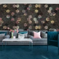 Vinum Hexagon geometrinen kukkakuvioinen muraltapetti olohuoneeseen Rebel Wallsilta R16241