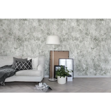 Twining Vines harmaa lehtitapetti olohuoneen muraltapetti Rebel Wallsilta R16251 kuva