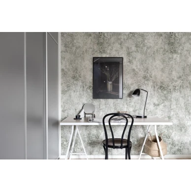Twining Vines harmaa lehtitapetti tyohuoneeseen Rebel Wallsilta R16251 kuva
