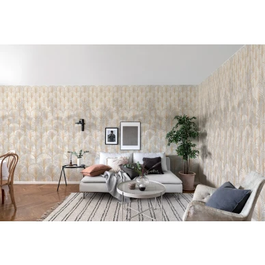 Opulent Shadows geometrinen muraltapetti olohuoneeseen Rebel Wallsilta R16271 kuva