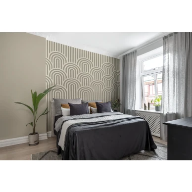 Happy Hills beige graafinen muraltapetti makuuhuoneeseen Rebel Wallsilta R16282 kuva