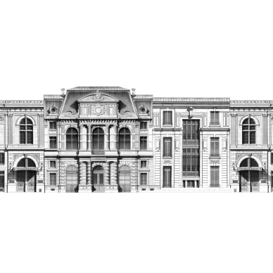 Boulevard mustavalkoinen talotapetti Pariisista koko kuvio Rebel Wallsilta R15861 image