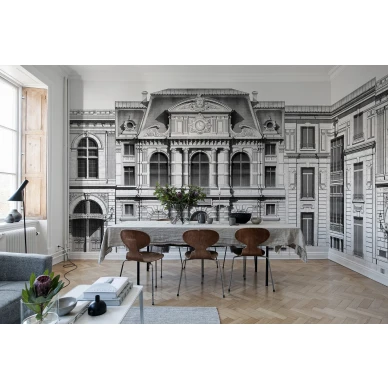 Boulevard mustavalkoinen talotapetti olohuoneeseen Rebel Wallsilta R15861 image