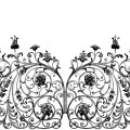 Garden Gate mustavalkoinen kuviollinen muraltapetti Rebel Wallsilta R13241