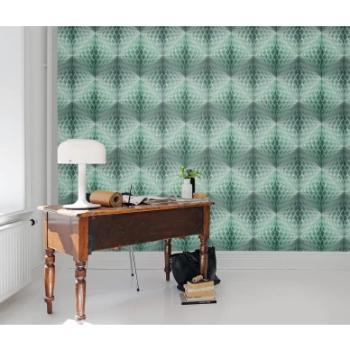 Pom Pom mintunvihrea graafinen 3D muraltapetti tyohuoneeseen Rebel Wallsilta R13393 image