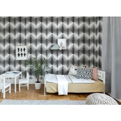Pom Pom mustavalkoinen graafinen 3D muraltapetti makuuhuoneeseen Rebel Wallsilta R13392 image