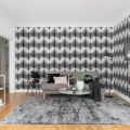 Pom Pom mustavalkoinen graafinen 3D muraltapetti olohuoneeseen Rebel Wallsilta R13392