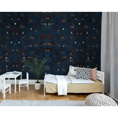 Space Monkey sininen leikkimielinen apinamuraltapetti Rebel Wallsilta R16181 kuva