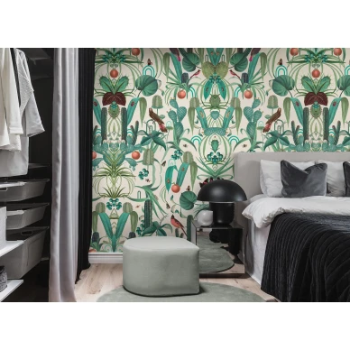 Cuba Jungle vihrea kasvitapetti makuuhuoneen muraltapetti Rebel Wallsilta R16161 image