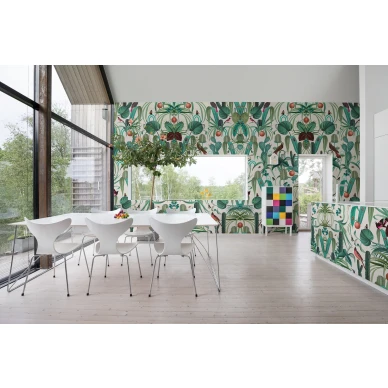 Cuba Jungle vihrea kasvitapetti ruokailuhuoneen muraltapetti Rebel Wallsilta R16161 image