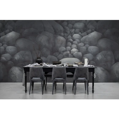 Stillness harmaa harmoninen kivitapetti ruokailuhuoneeseen Rebel Wallsilta R17061 image