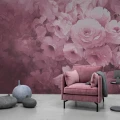 Harmony harmoninen tummanroosa kukkatapetti olohuoneeseen Rebel Wallsilta R17071