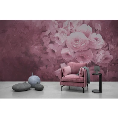 Harmony harmoninen tummanroosa kukkatapetti olohuoneeseen Rebel Wallsilta R17071 image