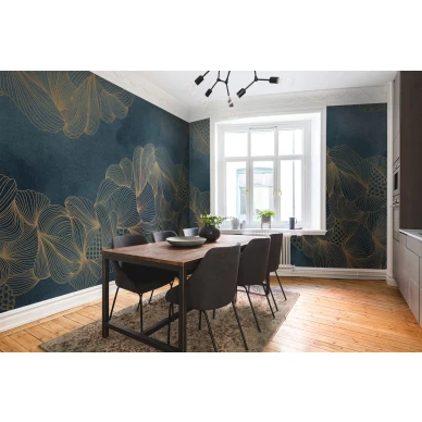 Opulence kulta sininen graafinen muraltapetti ruokailuhuoneeseen Rebel Wallsilta R17091 image