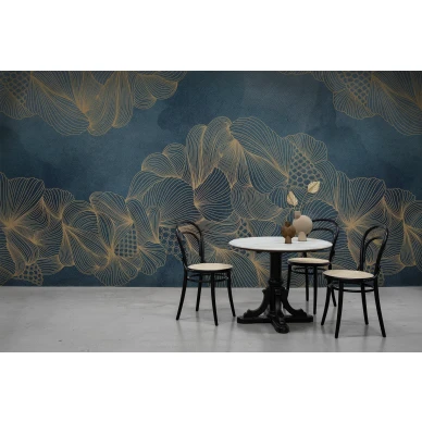 Opulence sininen elava graafinen muraltapetti olohuoneeseen Rebel Wallsilta R17091 image
