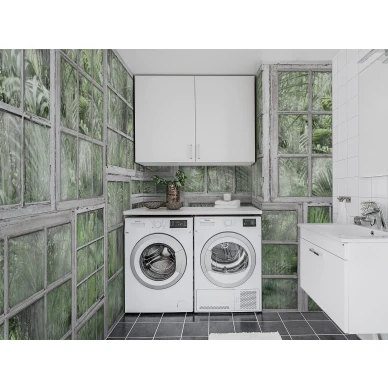 Perspective Jardin vaalea vihrea ikkunatapetti pesutupaan Rebel Wallsilta R14371 image