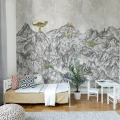 Dinosaur Mountain harmaa dinosaurustapetti lastenhuoneeseen Rebel Wallsilta R16991