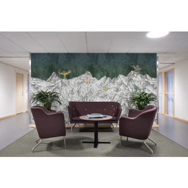 Dinosaur Mountain hauska vihreaharmaa dinosaurustapetti Rebel Wallsilta R16992 image