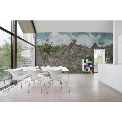 Dinosaur Mountain leikkimielinen dinosaurustapetti paivakotiin Rebel Wallsilta R16994 image