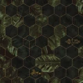 Hexagon Leaves vihrea geometrinen lehtitapetti Rebel Wallsilta R17181