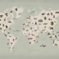 Animal World mintunvihrea maailmankartta kuvatapetti Rebel Wallsilta R18441