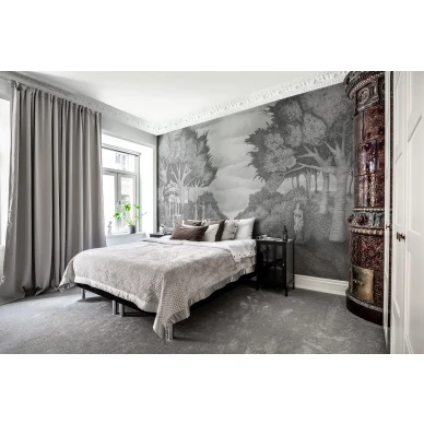 Victorias Garden harmaa maisematapetti makuuhuoneeseen Rebel Wallsilta R17241 image